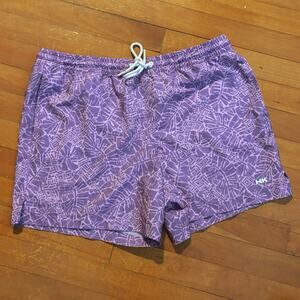 Humankind Size L Swim Trunks Board Shorts Tropical Print Purple Unlined 4”